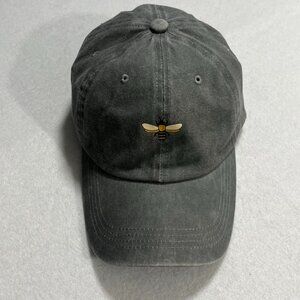 Bee Hat Cap Novelty Gray Cotton Adjustable Distressed Dad